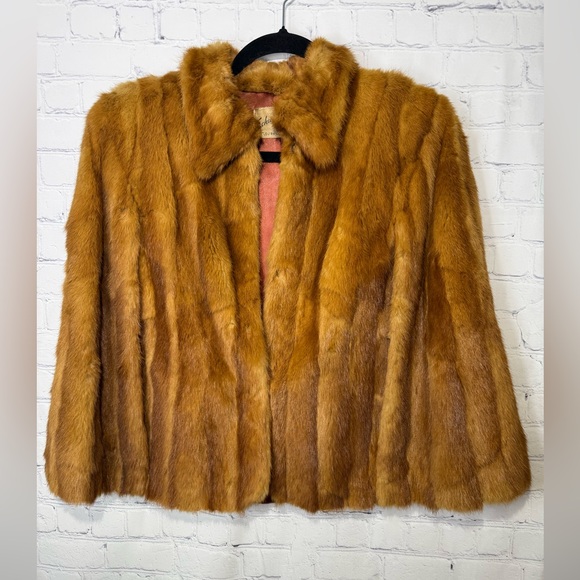 Jackets & Blazers - Vintage 50’s/60’s honey brown/whiskey colored mink fur “swing coat”/stroller